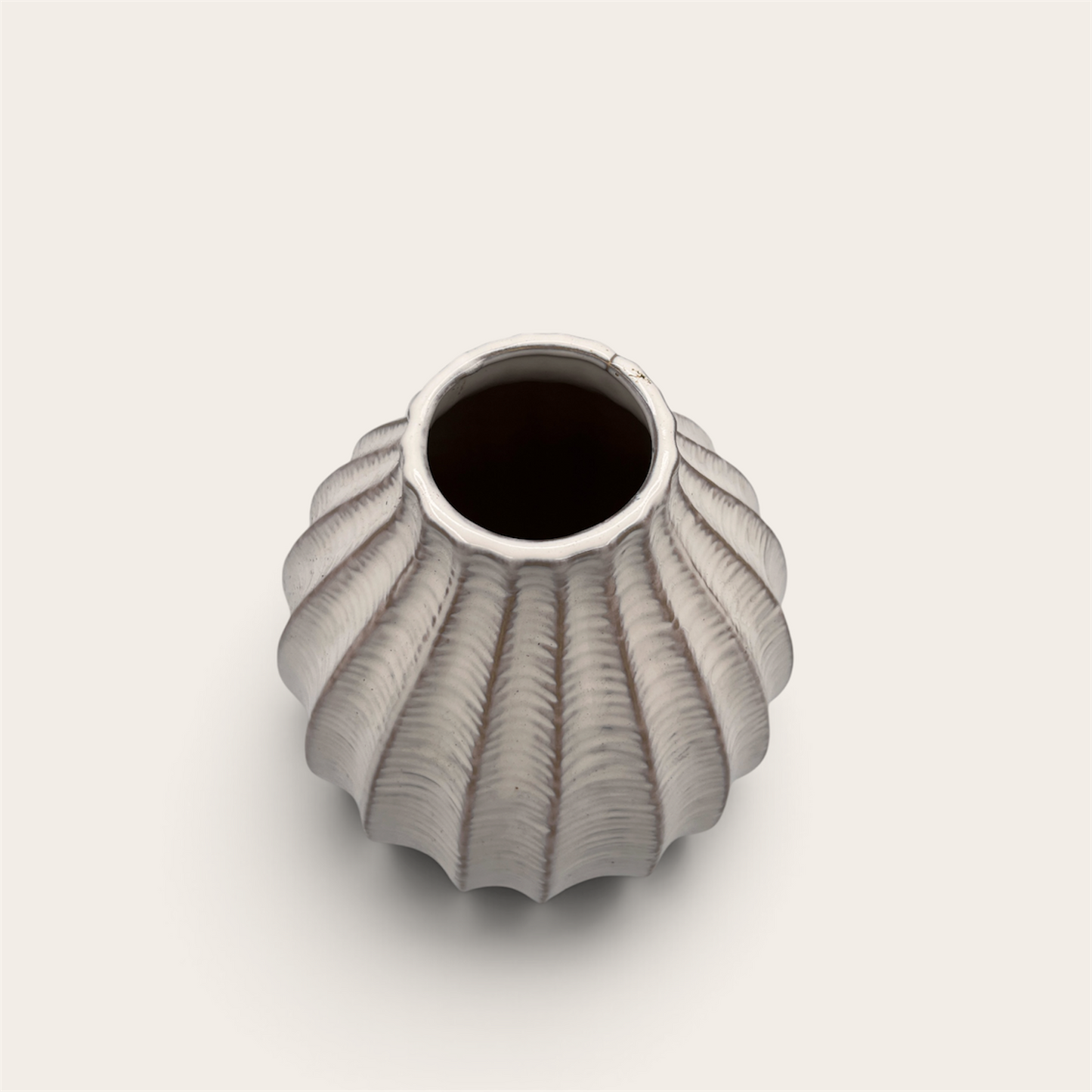 Ribbed Ceramic Vase – Grey