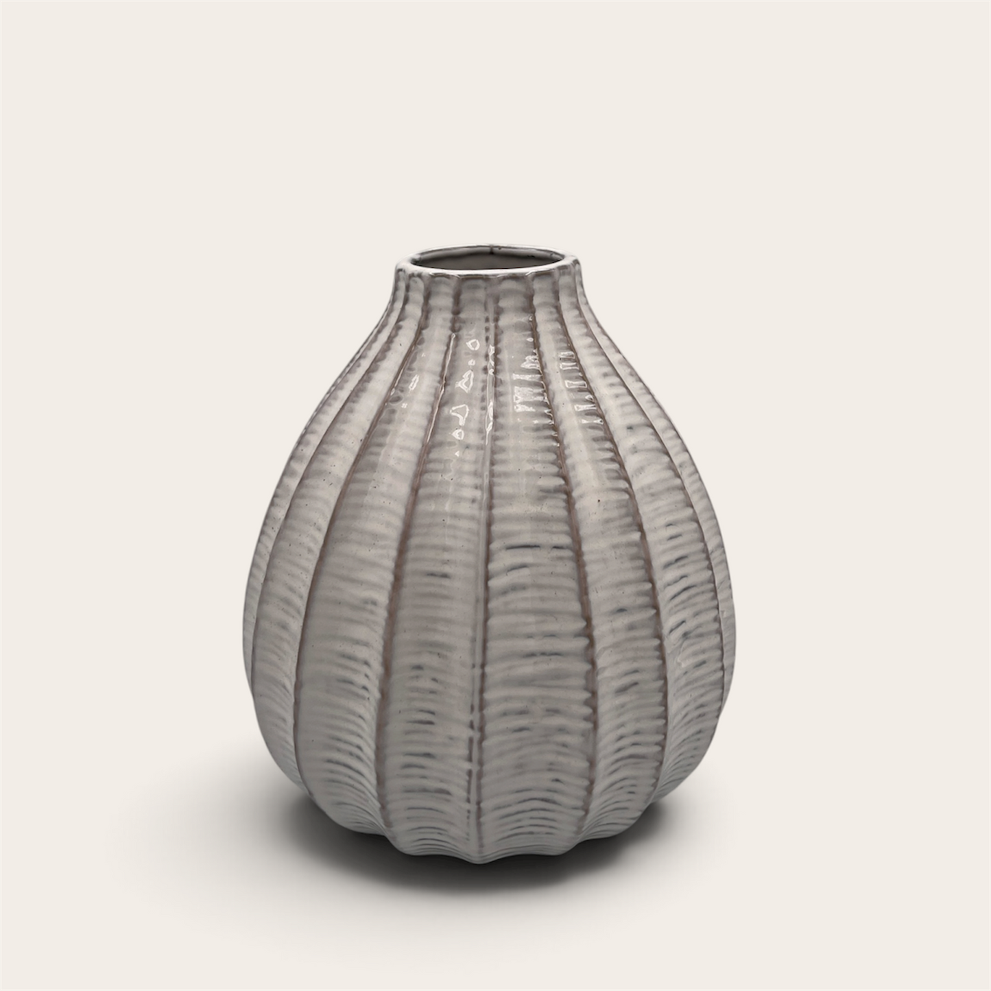 Ribbed Ceramic Vase – Grey
