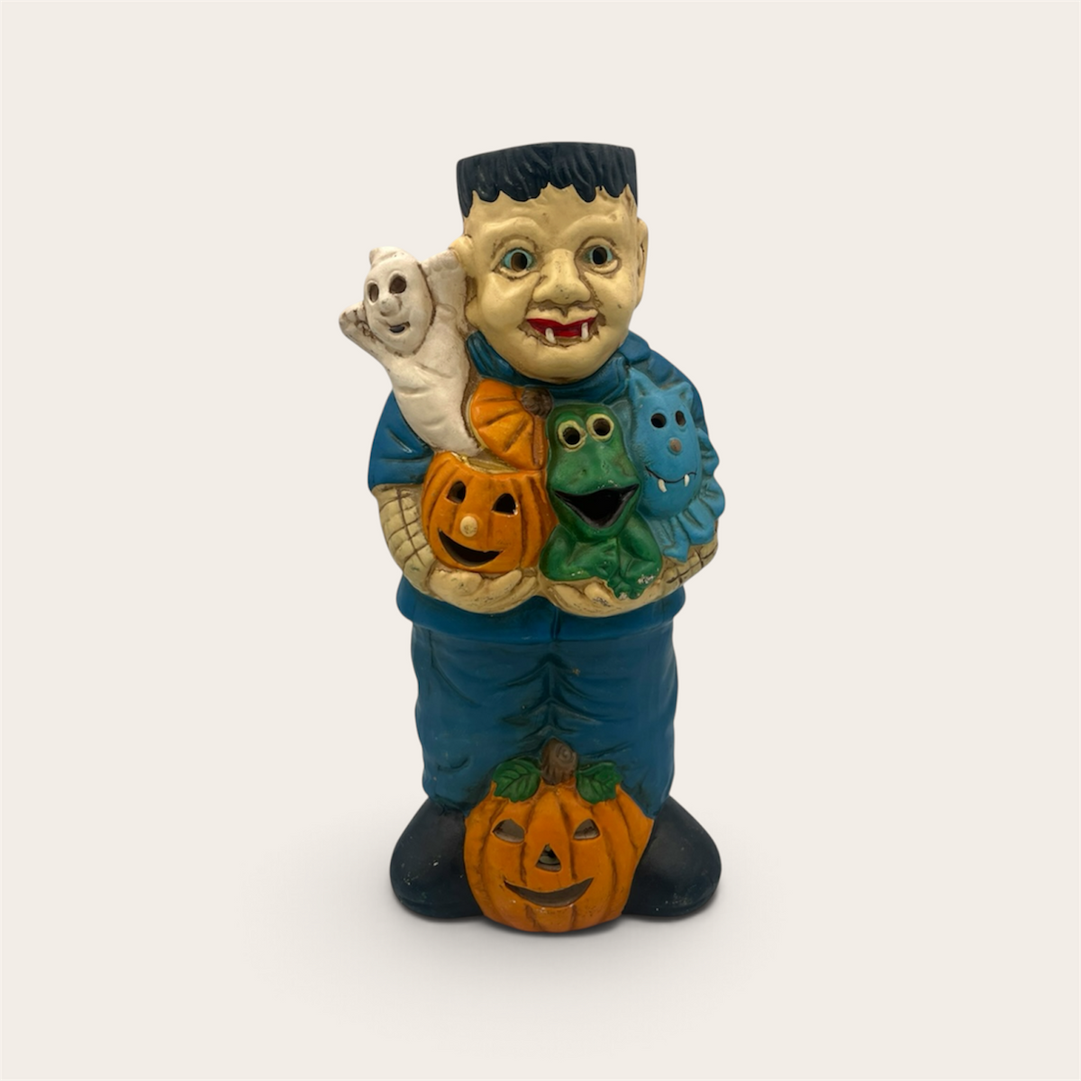 Frankenstein Halloween candle holder back view