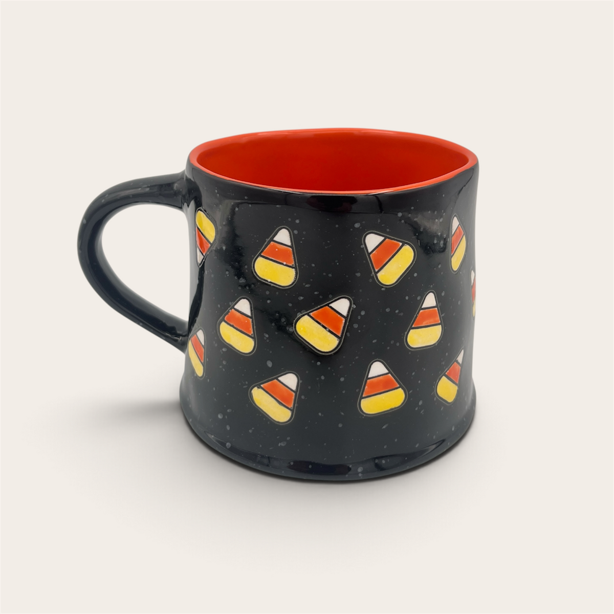 Black candy corn Halloween mug interior with Got candy message