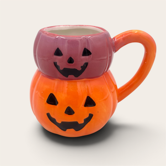 Halloween stacked pumpkin mug front view